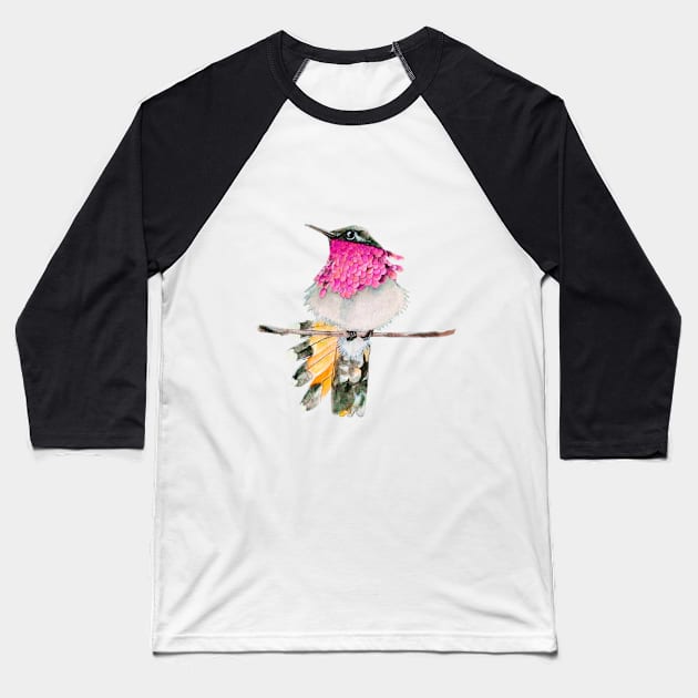 Watercolor Hummingbird Baseball T-Shirt by Prilidiarts